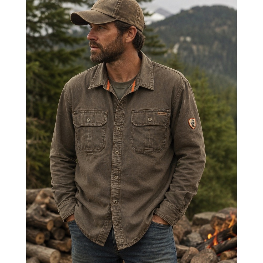 Legendary Whitetails Brown Waxed Canvas Flannel Lined Field Shirt Jacket XL